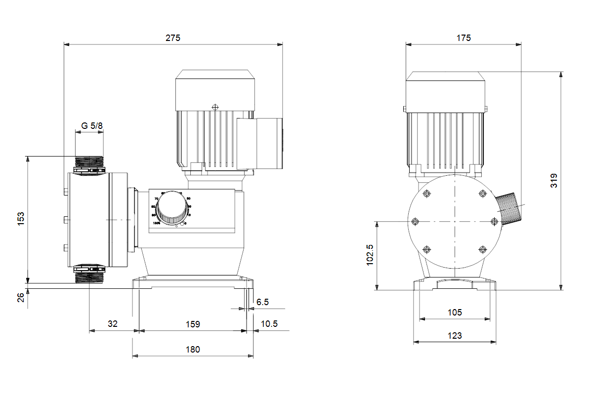 GRUNDFOS Mechanische Dosierpumpen DMX 35-10 B-PVC/V/C-X-E1U2U2XEMNG