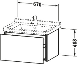Duravit WTU wandh. L-Cube 469x670x408mm 1 Auszug, 030470, Betongrau Matt
