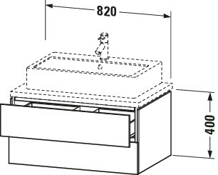 DU WTU für Konsole L-Cube 400x820x547mm 2 Schubkästen, Weiß Matt