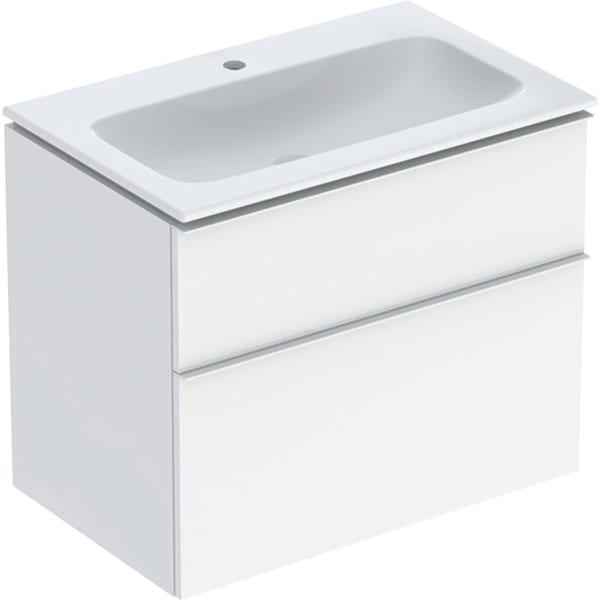 Geberit iCon Set MWT m. US, 2 Schubl. 75x63x48cm, weiß hgl./Griff weiß matt