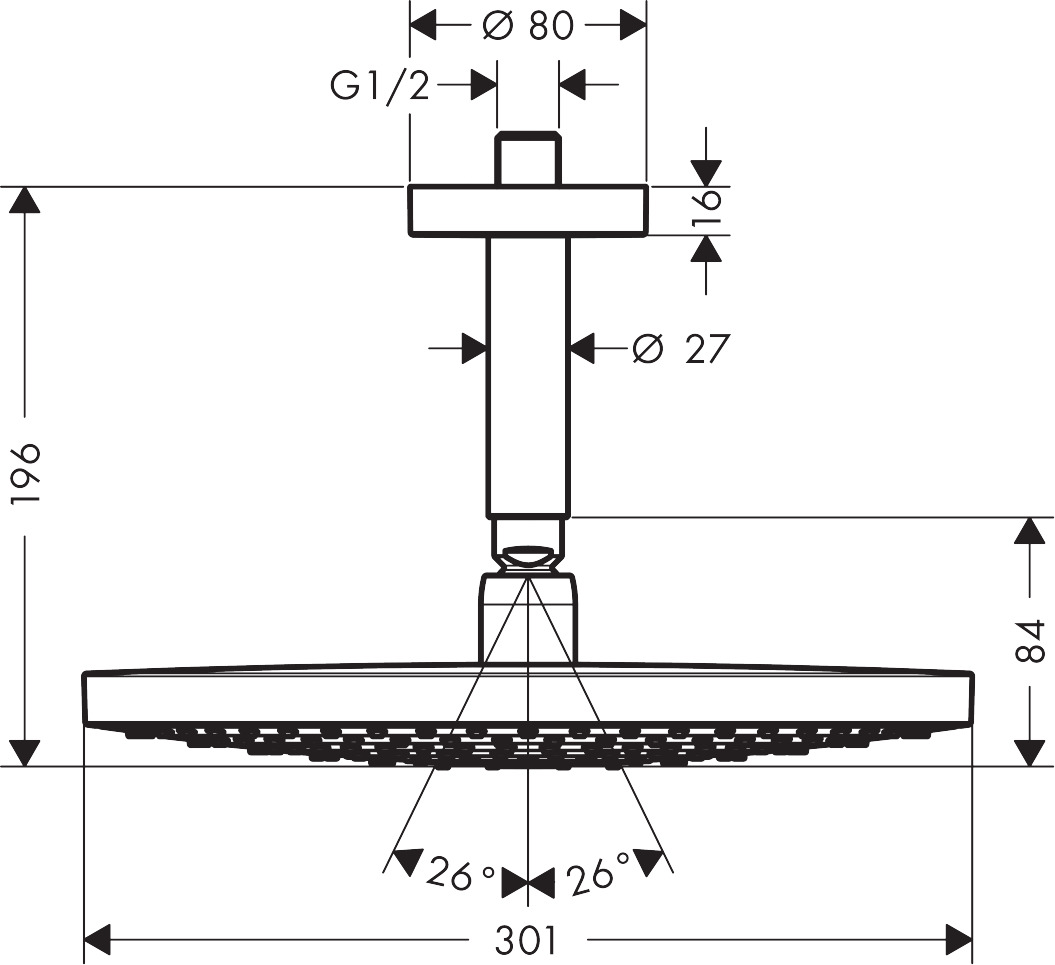 Hansgrohe Kopfbrause Raindance Select S 300 2jet 300mm Deckenmontage chrom