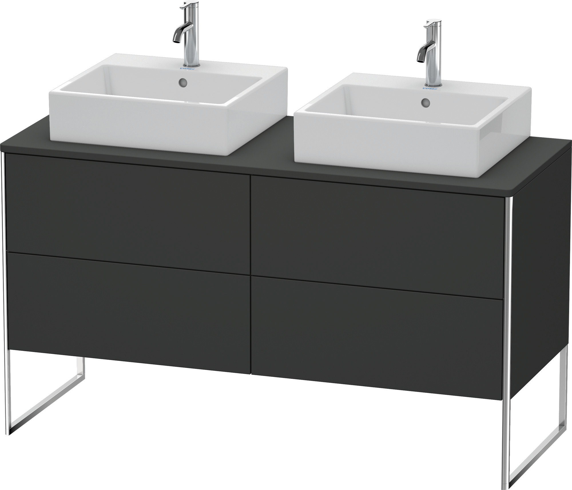 Duravit WTU XSquare 778x1400x548mm,Becken b. 4 Schubkästen, Graphit Supermatt,