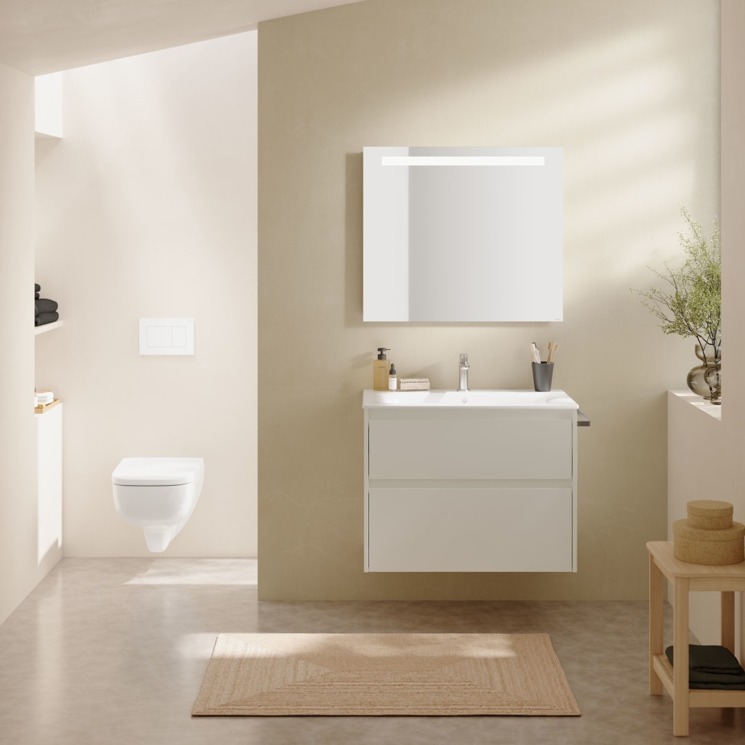 Geberit Renova Plan Set MWT mit US, 2 Schubl. 80x62,1x48cm, weiß/l. seidenmatt
