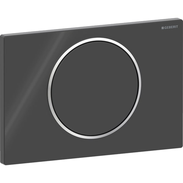 Geberit Sigma10 BetPl., rund, Spül-Stopp Sp. schwarz glänzend / chrom glänzend