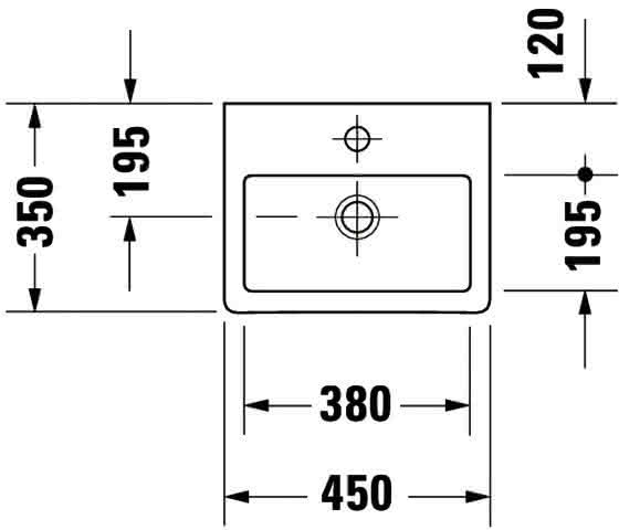 DU Handwaschbecken Vero 450 mm m.ÜL, m.HLB, 1 HL, geschl., weiß