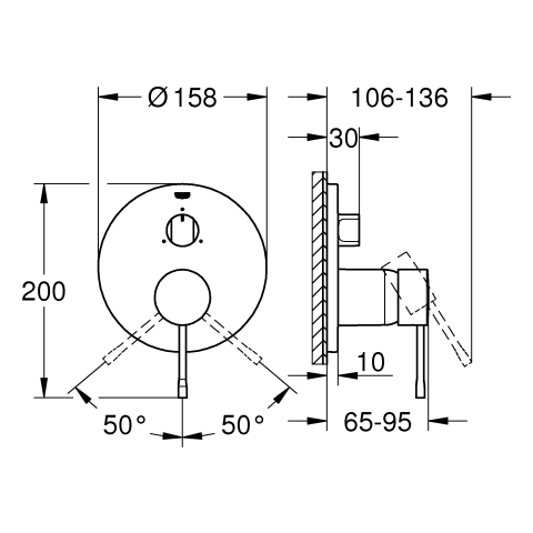 GROHE EH-Batterie Essence 24169_1 FMS für 35604 3-Wege Umst. cool sunrise geb.