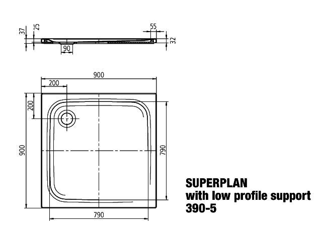 KA DW SUPERPLAN CLASSIC Mod.390-5,900x 900mm,alpwe,IG,Wt extrafl.