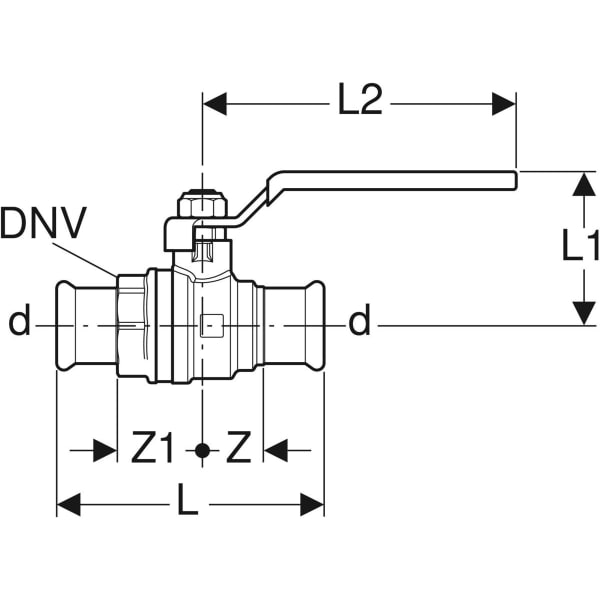 Geberit Mapress Kugelhahn mit Betätigungshebel Ms d42