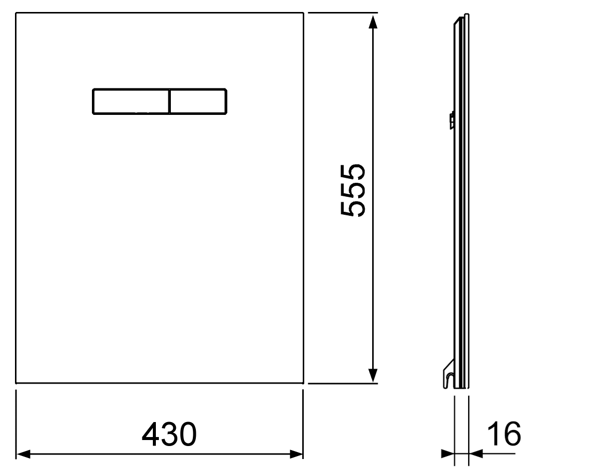 TECElux Betätigungsglasplatte manuell Glas weiß glänzend, Tasten weiß glänzend