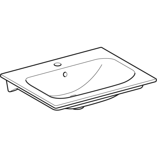 Geberit Renova Plan Möbelwaschtisch, 60x48cm m. Hl., m. Ül., weiß, KeraTect