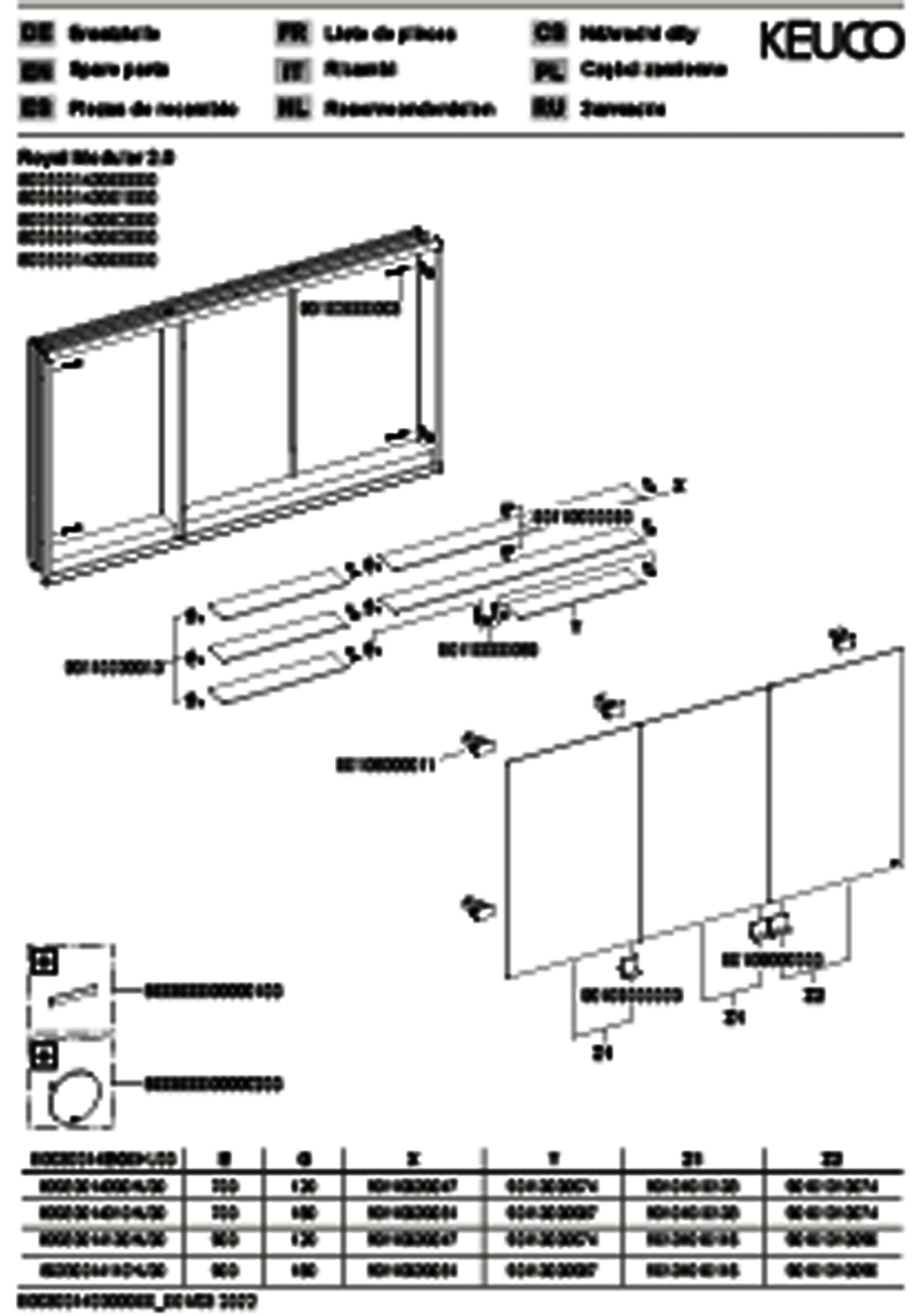KEUCO Royal Modular 2.0 SPS, unbel. 80030, Einb,1Steckd/USB,sb-elox,1400x700x160mm