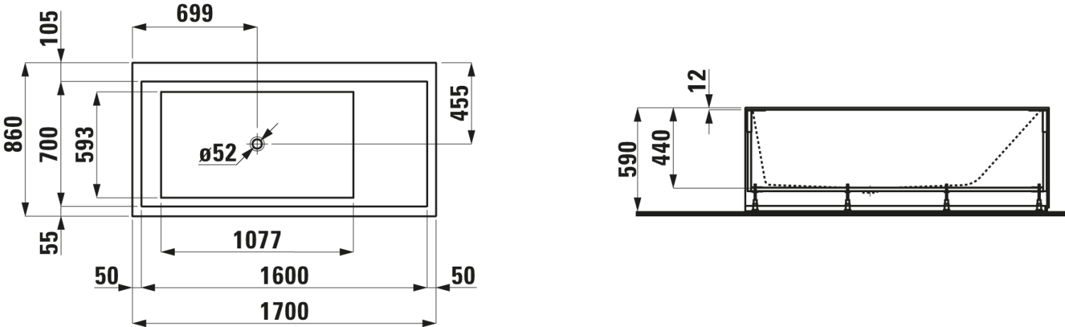 LF BW K-LAUFEN LED-Bel. f. Ecke li 860x1700x590 Sentec weiß