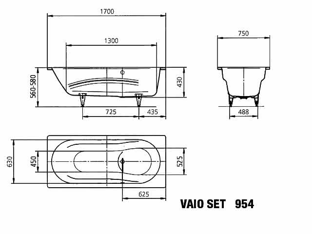 KA BW VAIO SET Mod.954,1700x750mm, pergamon