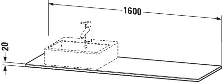 Duravit Massivholzkons. XSquare,1 Ausschn.li 20x1600x550mm, Amerik. Nussbaum massiv