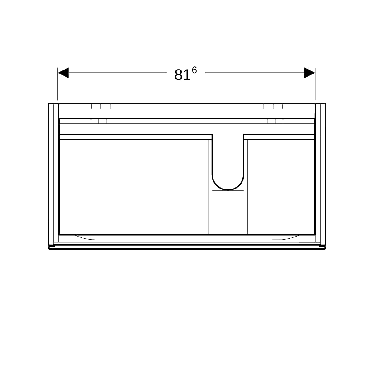 Geberit Xeno2 Unterschrank f. WT m. Ablg. li m. 2 Schubl., 88x53x46,2cm, sculturagrau
