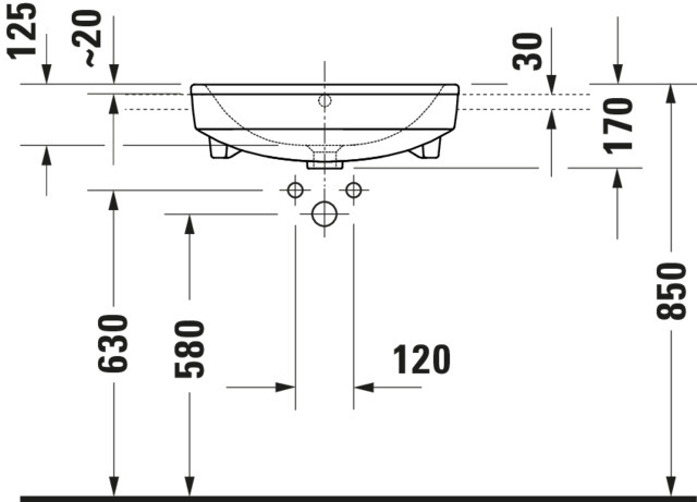 Duravit Halb-EWT 550mm Duravit No.1 weiß, mit ÜL, mit HLB