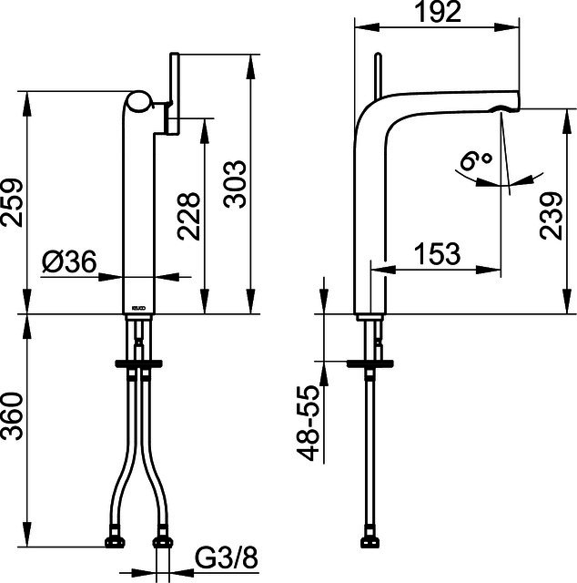 KE EHM-WT-Mischer 240 Lignatur 51502 o. Ablaufgrt.  Nickel geb.