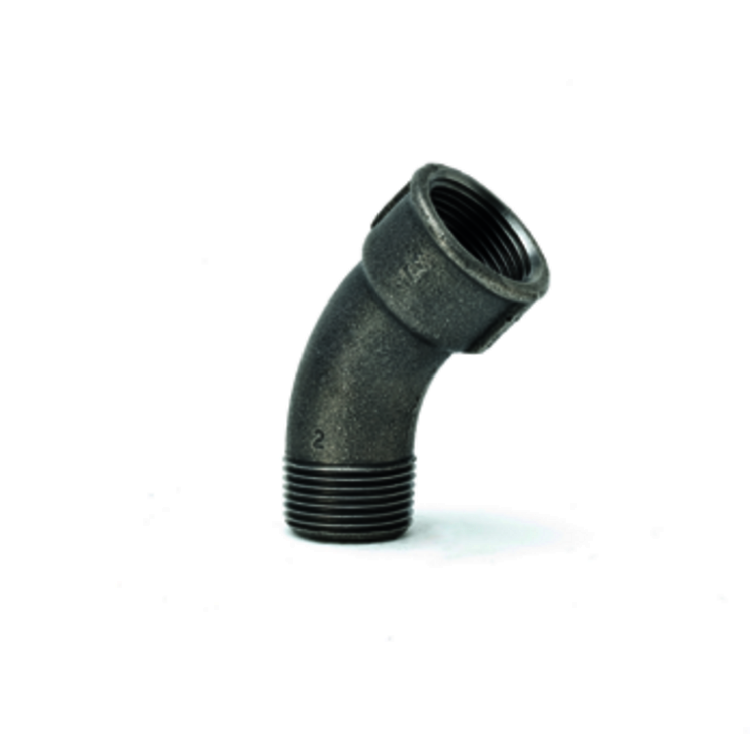 gebofittings Temperguss Gewindefittings 40 - Langer Bogen 45  - 1/2", schwarz