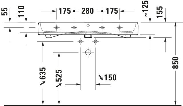 DU Qatego WT 1000mm, geschliffen mit HLB, ohne HL,mit ÜL,Weiß HG