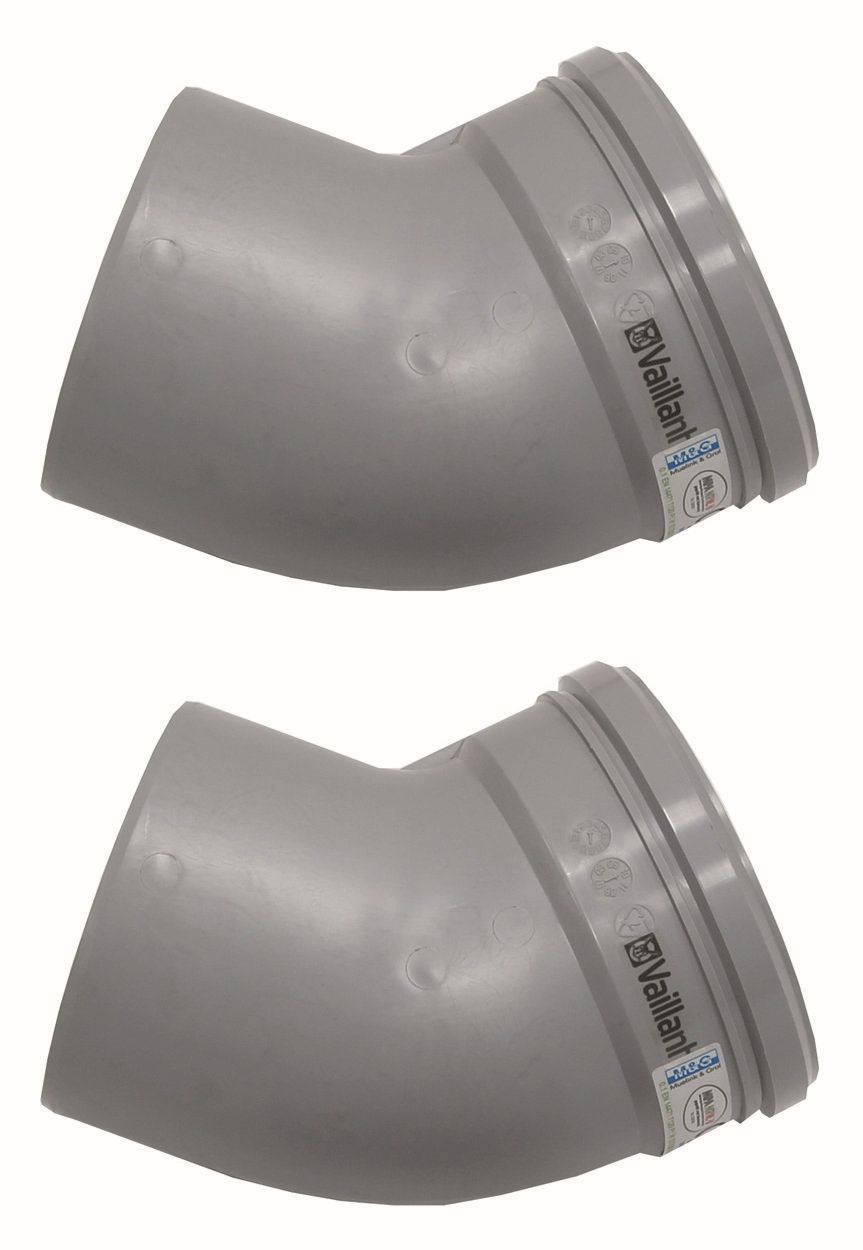 Vaillant Bogen 45 Grad (2 St.) für starre Abgasleitung DN 130, PP Vaillant Bogen 45 Grad (2 St.) für starre Abgasleitung DN 130, PP