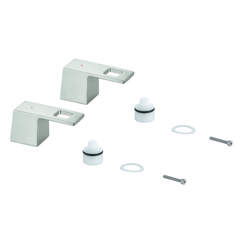 GROHE Griffpaar 48321 für Eurocube 3-L-WT-Batt. Mark. blau/rot supersteel GROHE Griffpaar 48321 für Eurocube 3-L-WT-Batt. Mark. blau/rot supersteel