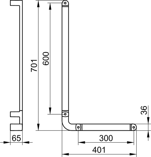 KEUCO Winkelgriff Elegance 31606, verchromt rechte Ausführung, 401/701 mm,