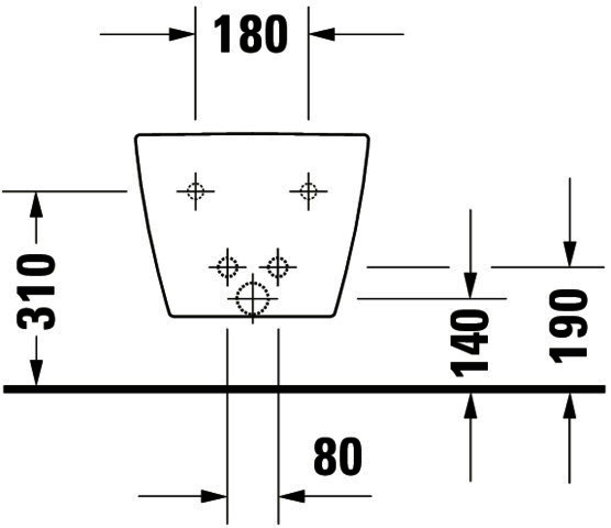 DU Wand-Bidet ME by Starck 570 mm m.ÜL, m.HLB, 1 HL, Durafix, weiß WG