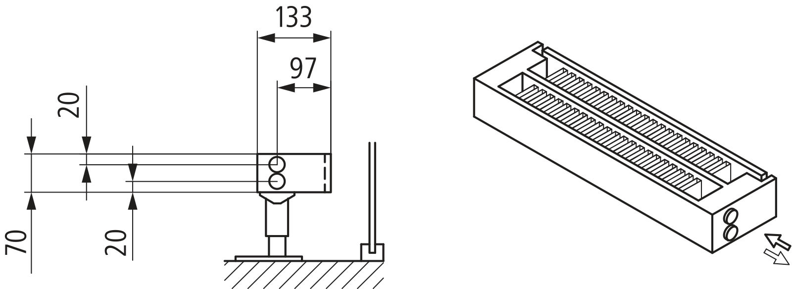 Kermi L-Kon S Typ22 BH140x133x1800mm QN1301,weiß,6bar, m. Abd., AB Uni.,VE2,5