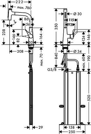 Hansgrohe Spültischmischer 240 Metris Select M71 Ausziehbrause 2jet sBox steel