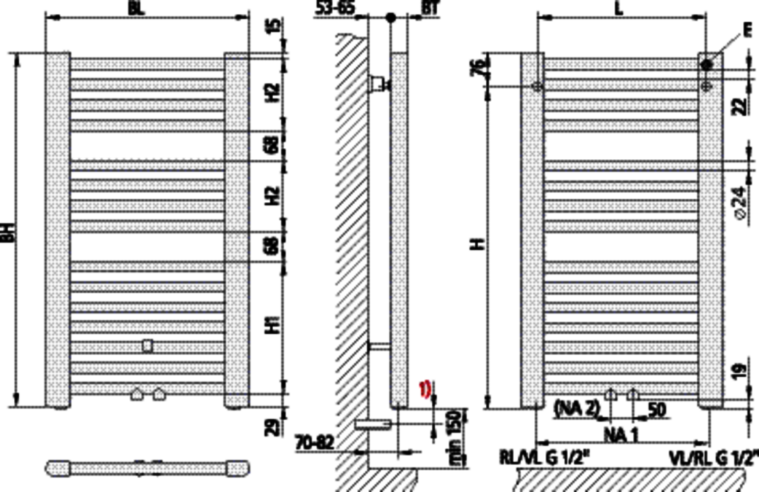 Kermi Basic-50 BH1770x35x899mm QN1433, pergamon
