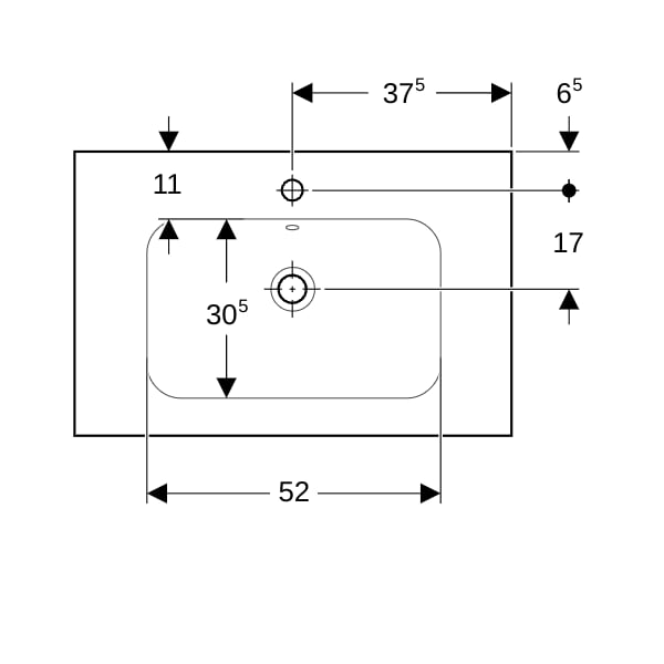 Geberit iCon Light Waschtisch 75x48cm Ablagefl., m. Hl., m. Ül., weiß KeraTect