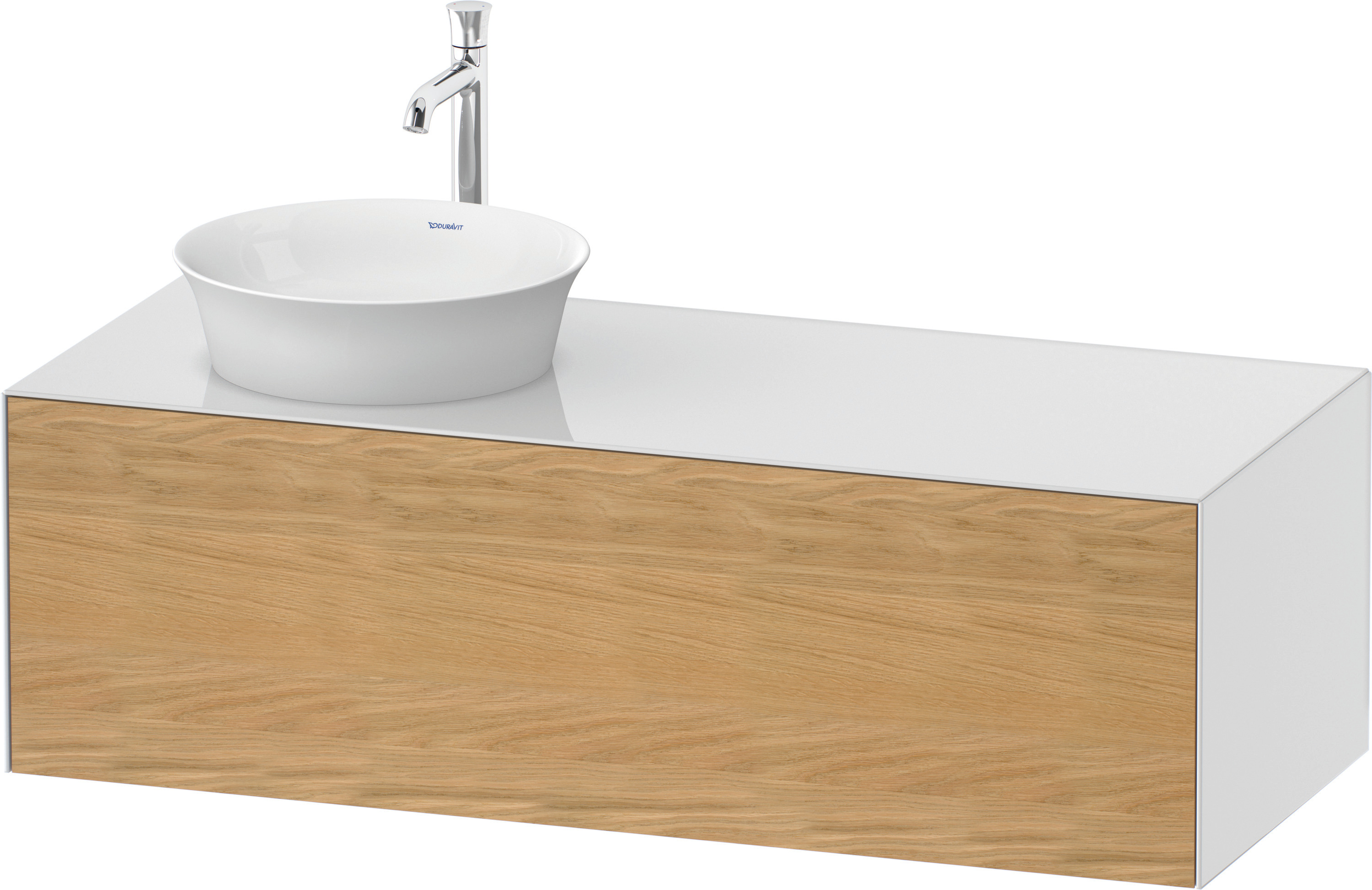 Duravit WTU White Tulip wandh,1 Auszug,B li. 408x1300x550mm,Eiche N.M/Weiß HGL