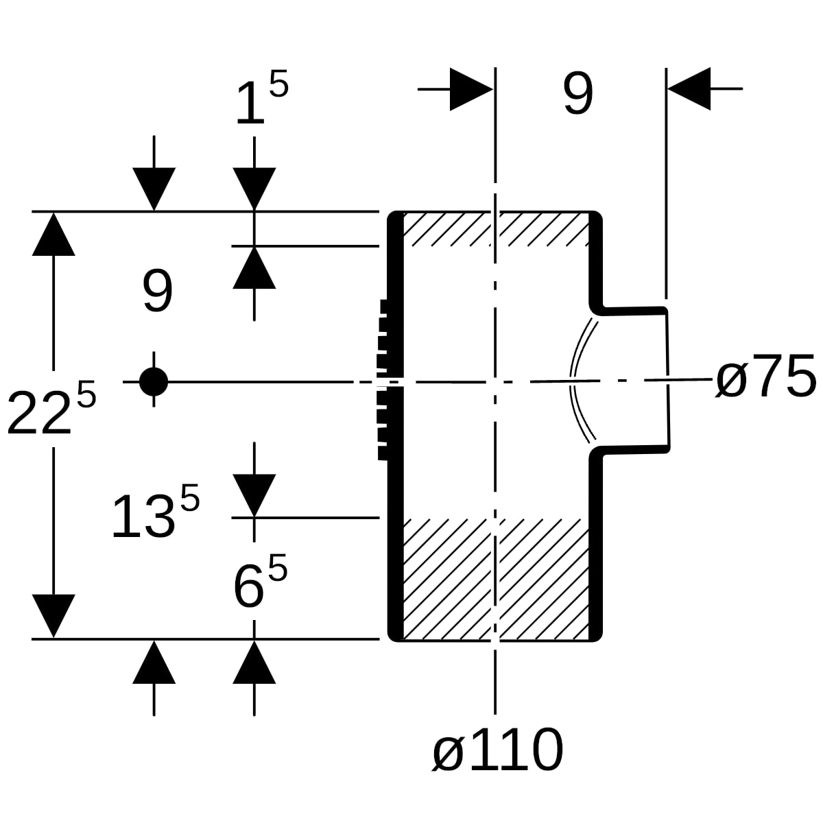 Geberit Silent-db20 Abzweig 88,5Gr d110/75