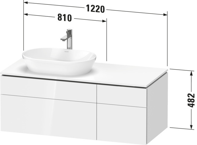 DU Konsolen-WTU wandh. L-Cube 550x1200x4 82mm Betongrau Matt 2 Ausz. 2 Schubk.