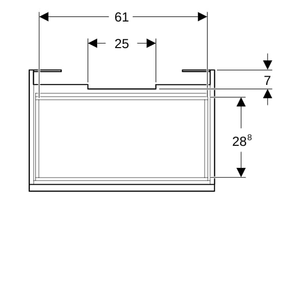 Geberit Renova Plan US f. WT, mit 1 Schublade 68,2x60,6x44,6cm, Nussbaum hickory hell