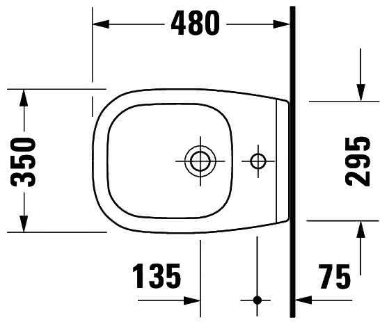 DU Wand-Bidet D-Code Compact 480 mm mit ÜL, mit HLB, 1 HL, weiß