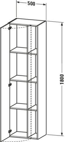 Duravit Hochschrank DuraStyle 360x500x1800mm 1Tür,TA li.,betongrau m./betongrau m.
