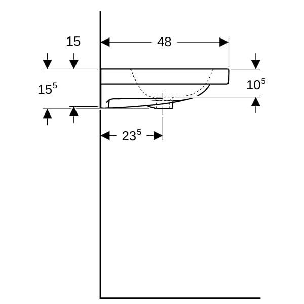 Geberit iCon Light Waschtisch 90x48cm mit Hahnloch, mit Überlauf, weiß
