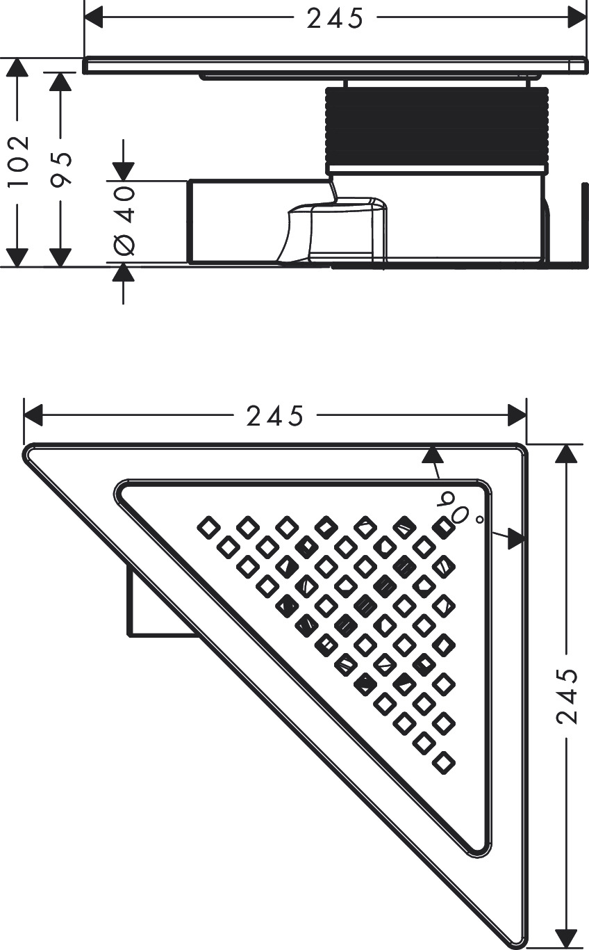 Hansgrohe Komplettset Punkta.RainDrain Corn. 240x240mm BST