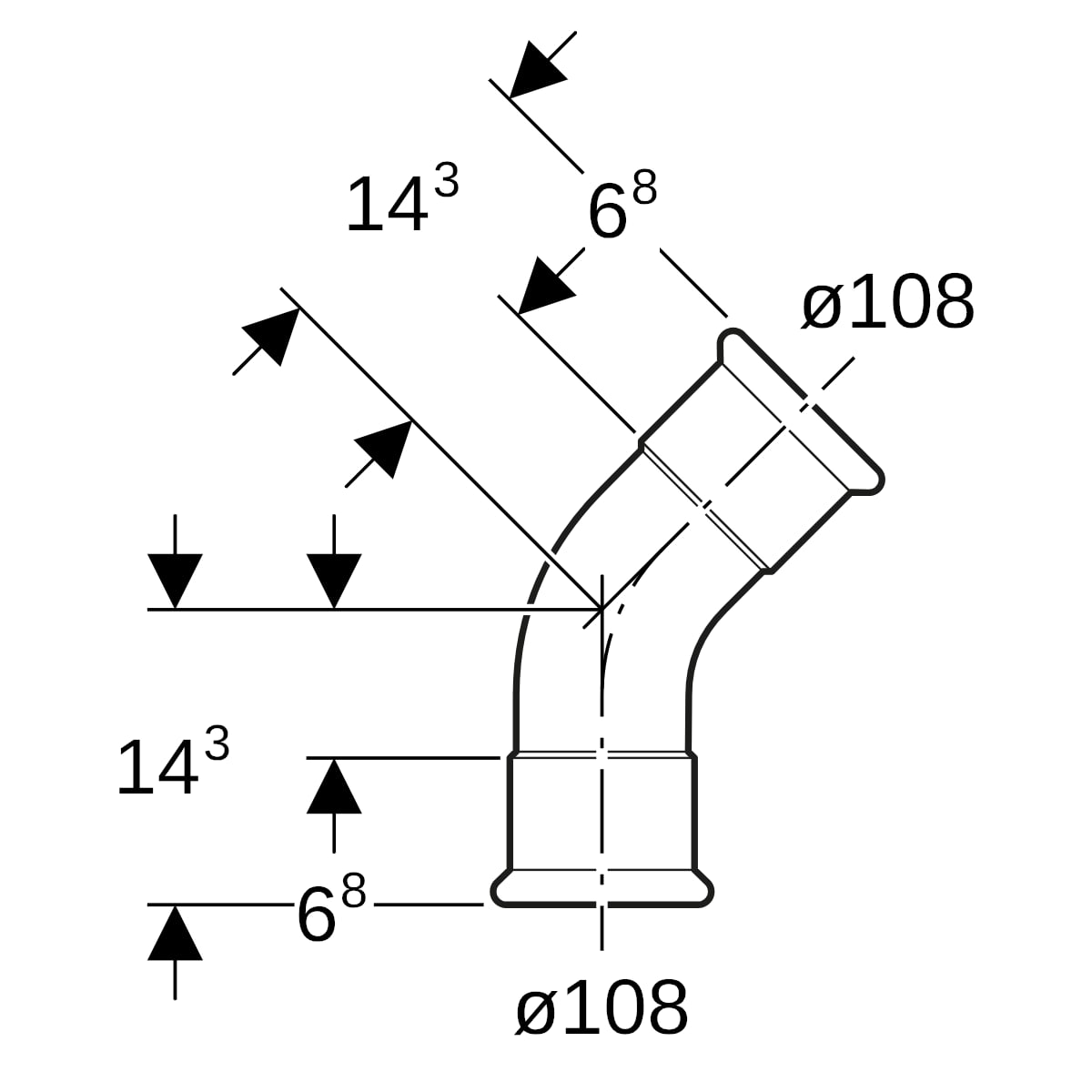 Geberit Mapress C-Stahl Bogen 45Gr d108 verzinkt