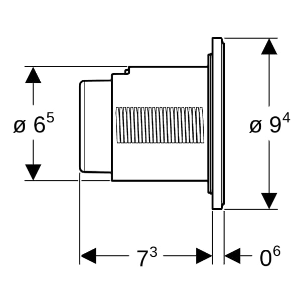 Geberit Typ 01 Fernbetätigung, rund, pmeum. 2-M-Sp., UP-Drücker, chrom matt, Etc