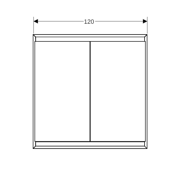 Geberit ONE SPS, Comf.Light, 2 Türen, UP-Mont 120x90x15cm, schwarz matt/alu. plvb