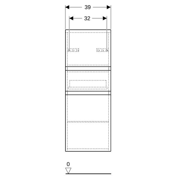 Geberit Renova Plan Mittel-HS mit zwei Türen 1 Schublade, 39x105x36cm, lava