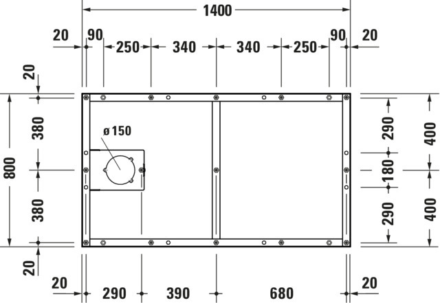 DU Fußgestell für Duschwanne Tempano 1400x800mm