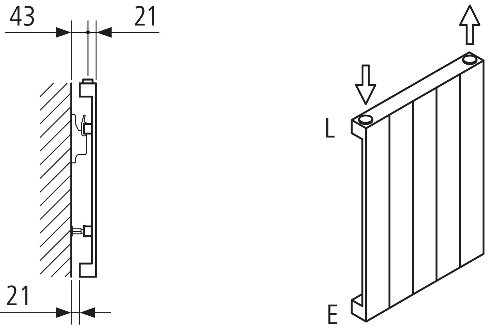 Kermi Heizwand HVN Typ10 BH600x43x630mm QN415, RAL9016, 6 bar, ANB12