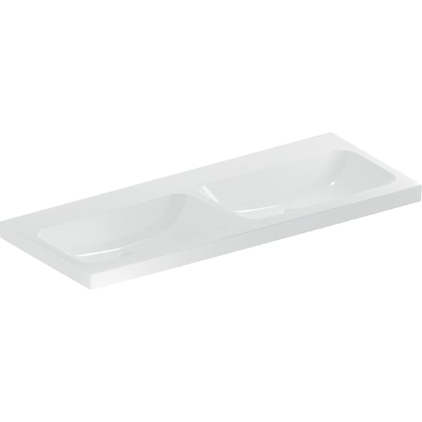 Geberit iCon Light Doppelwaschtisch 120x48cm ohne Hahnloch, ohne Überlauf, weiß