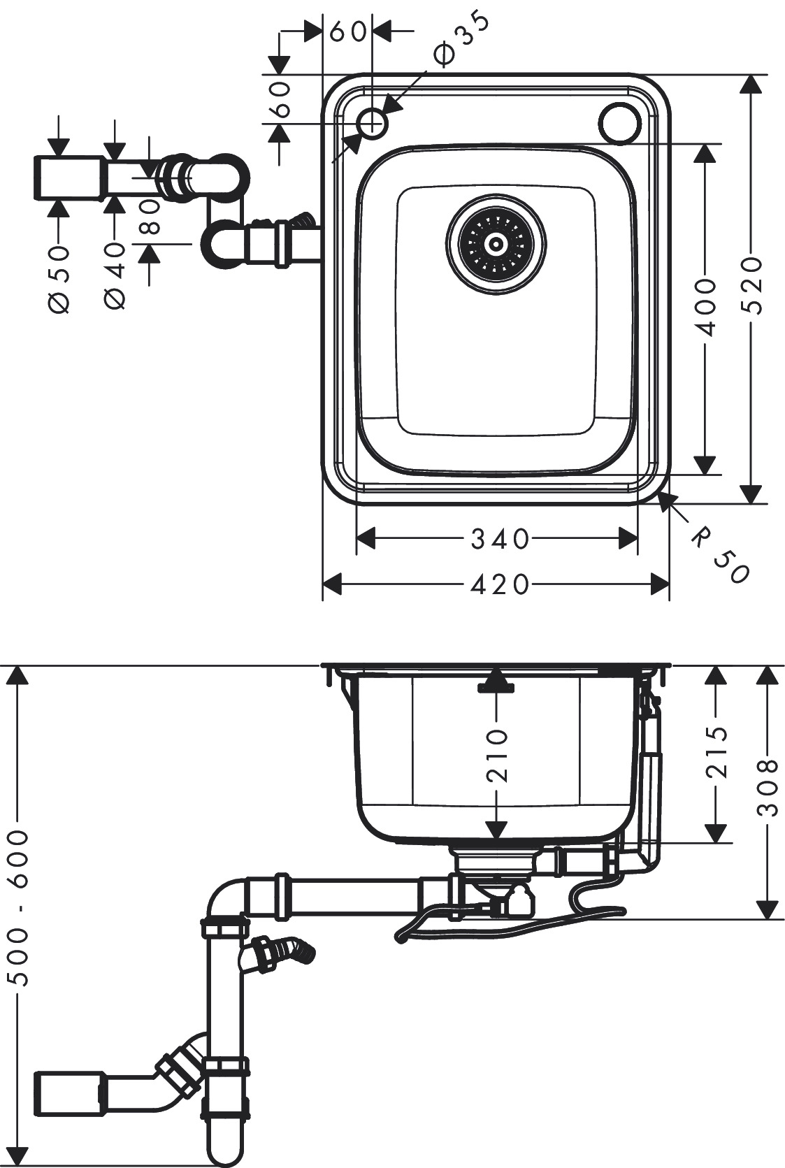 Hansgrohe Einbauspüle 340  S412-F340