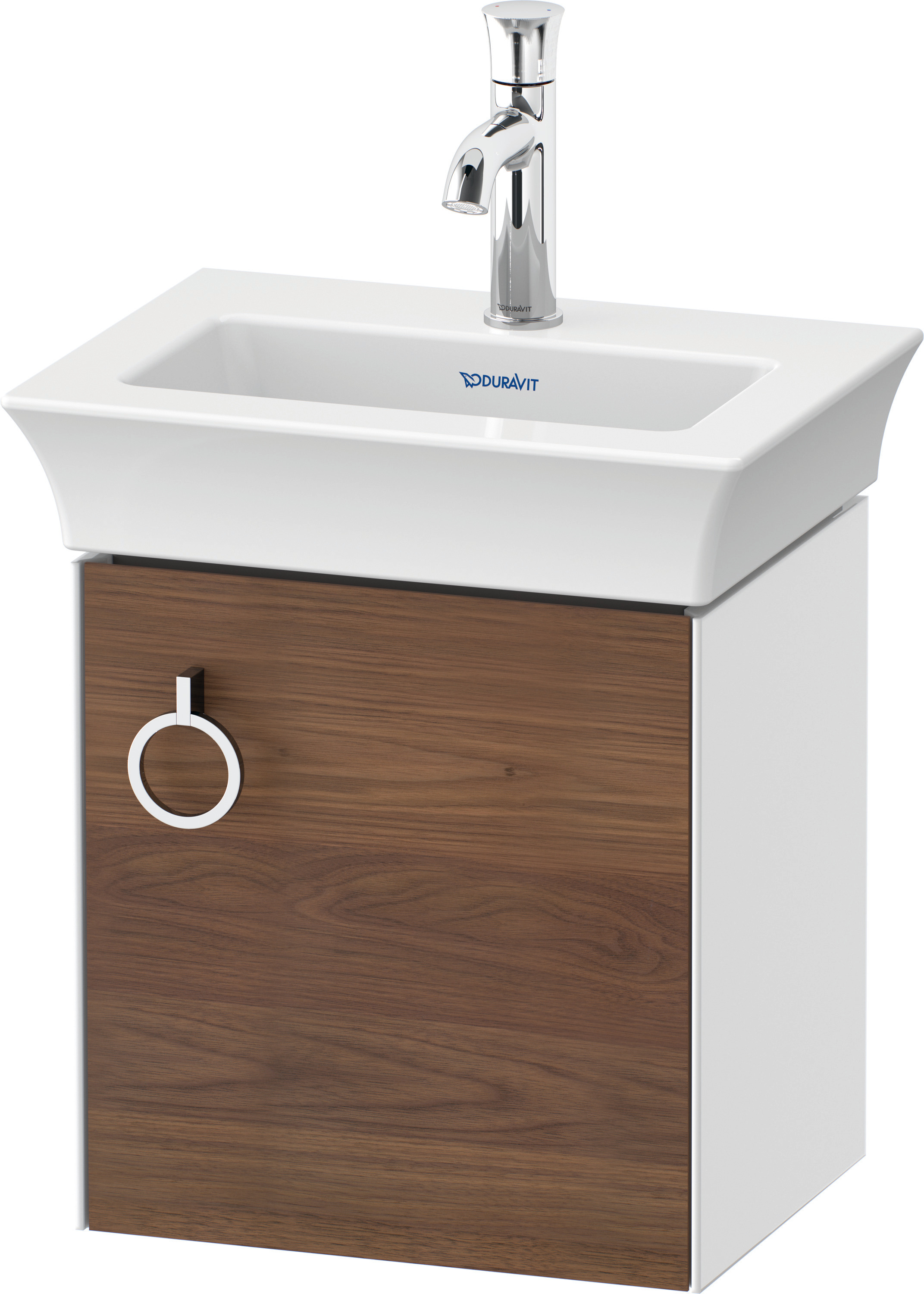 Duravit WTU wandh. White Tulip,1 Tür m.Griff 410x384x298,TA r.,A.Nussb.M./Weiß HGL