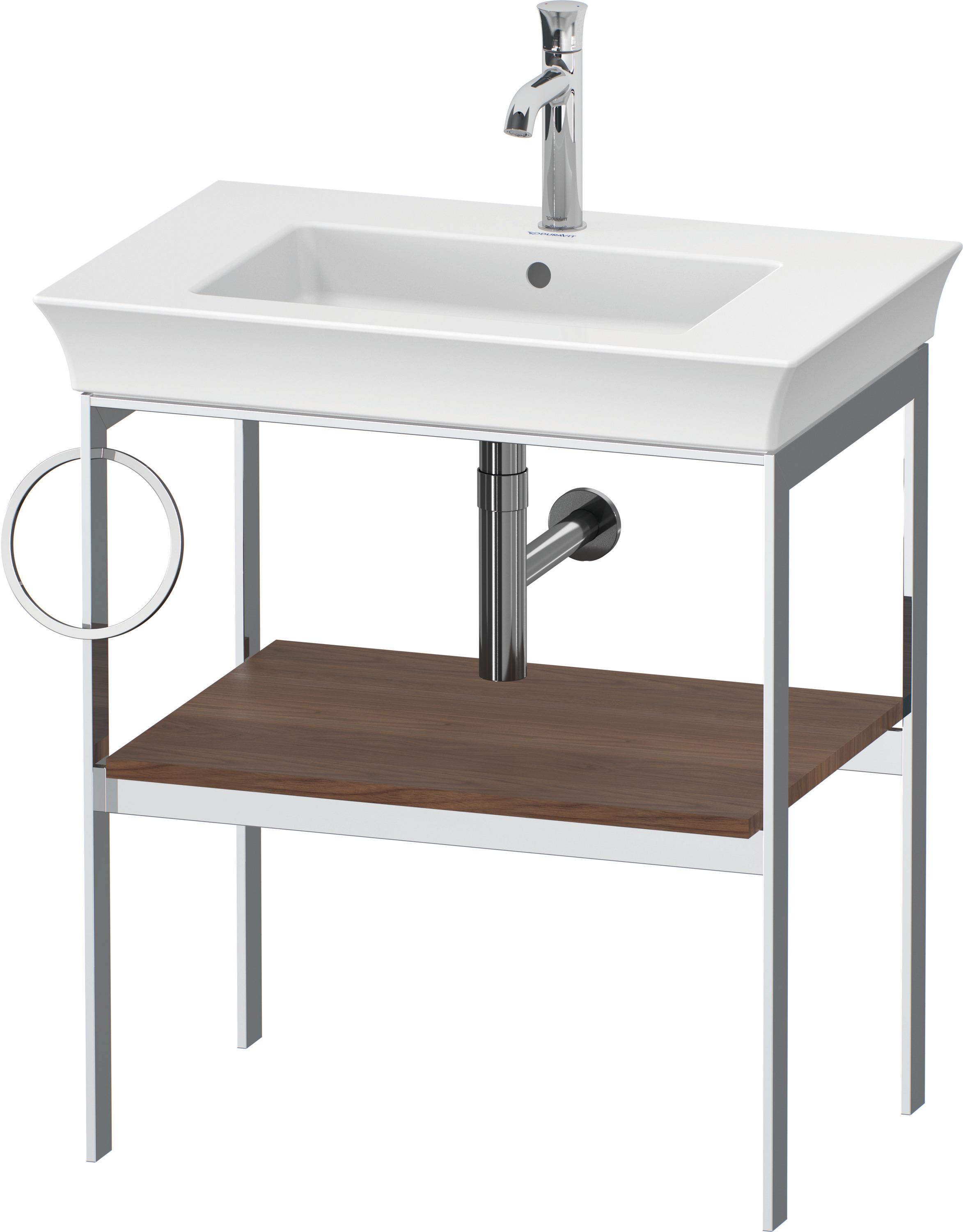Duravit Metallkonsole bodenst. White Tulip 760x684x450,HH l.,Am.Nussbaum Massiv