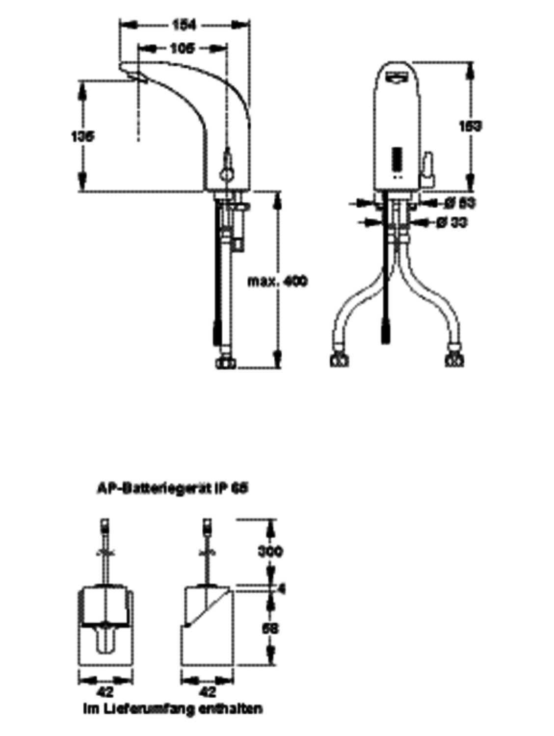 Armatur Saniline Dolphin 2 Kalt-/Warmwasser Batterie